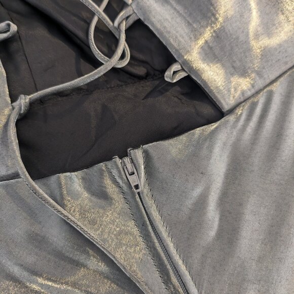 Silver Gown Retro 90s Prom Dress Empire Waist Y2K Special Occassion Thea Dora 4 - Picture 10 of 12